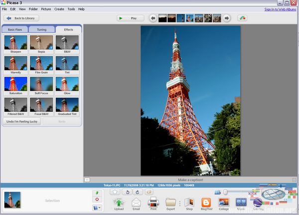 picasa photo viewer default zoom level