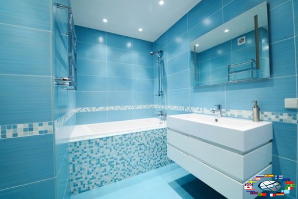 бирюзовый цвет в интерьере ванной